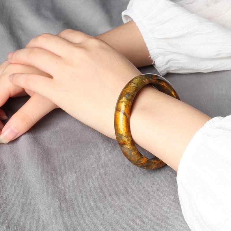 Cubic Zirconia - バングル レディース 太め 水晶 ピーターサイト ブレスレット 手首 アクセサリー おしゃれ シンプル 滑らか 光沢 円形 カジュアル お出かけ