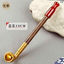 キセル 煙管 エレガント 金線 竹 タバコ ロッド 昔ながらの銅 ドライ パイプ ポット 瑪瑙 タバコ ホルダー 短いポータブル メンズ パイプ