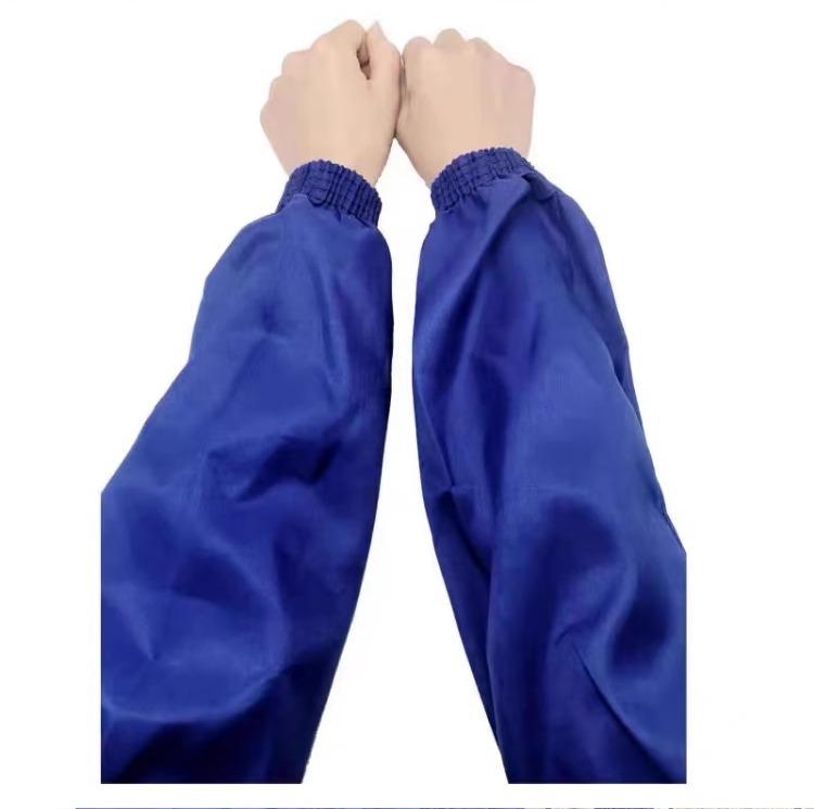 アームカバー メンズ レディース おしゃれ ブルー 防油 日焼け防止 T/C混紡 大きめ ゆったり キッチン 家事 掃除 工場 作業 耐久性