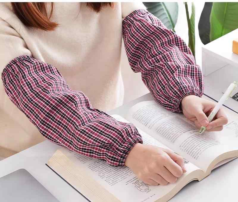 アームカバー メンズ レディース チェック柄 ロング 秋冬 綿 仕事 家事 保護 耐摩耗 通気性 ゆったり 大きめ 衝撃吸収
