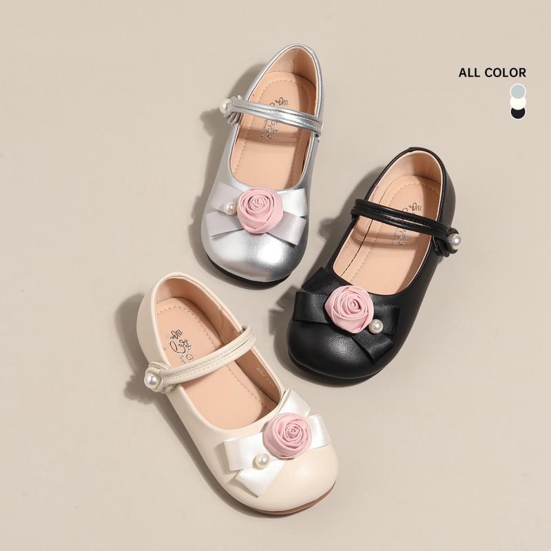 シューズ 女の子 革 メリージェーン 春秋 フラワー リボン ドレス 結婚式 おしゃれ 可愛い パーティー ..
