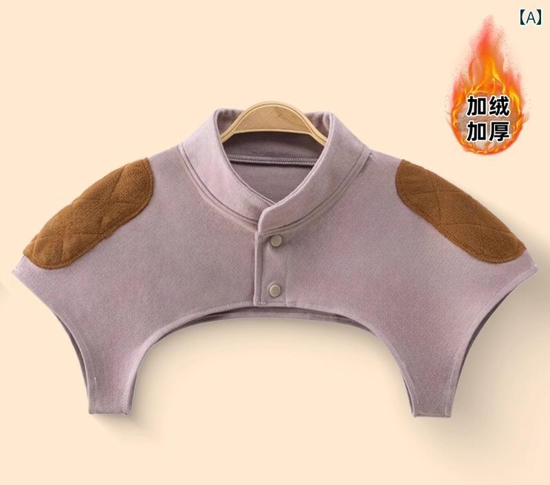 肩当て 秋冬 レディース メンズ ユニセックス 肩こり 首 温め サポーター カバー ウォーマー ケープ ボタン 暖かい 防寒 就寝 安眠 エアコン対策 シニア 紳士 ミセス マダム シンプル 茶 アイボリー グレー