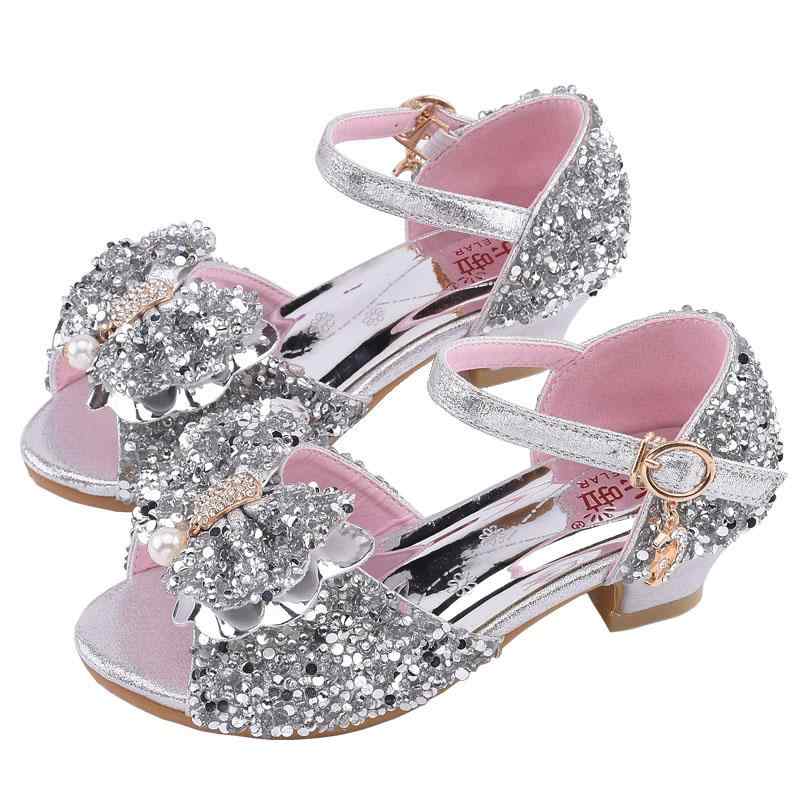 サンダル 女の子 可愛い 子供 プリンセス きらきら パール ビジュー ドレス シューズ キッズ 発表会 結婚式 高めヒール 演出 夏 ガーリー