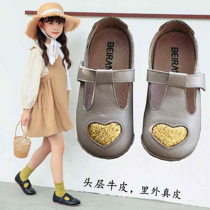 シューズ 女の子 可愛い レザー 黒 通気性 柔らかい底 ベビー ガールズ プリンセスシューズ