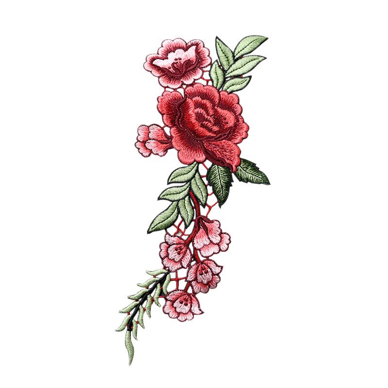 花 刺繍 ワッペン 布 パッチ アップリケ 服飾 小物 手縫い チャイナ風 シンメトリー 大きめ 手芸 DIY ..