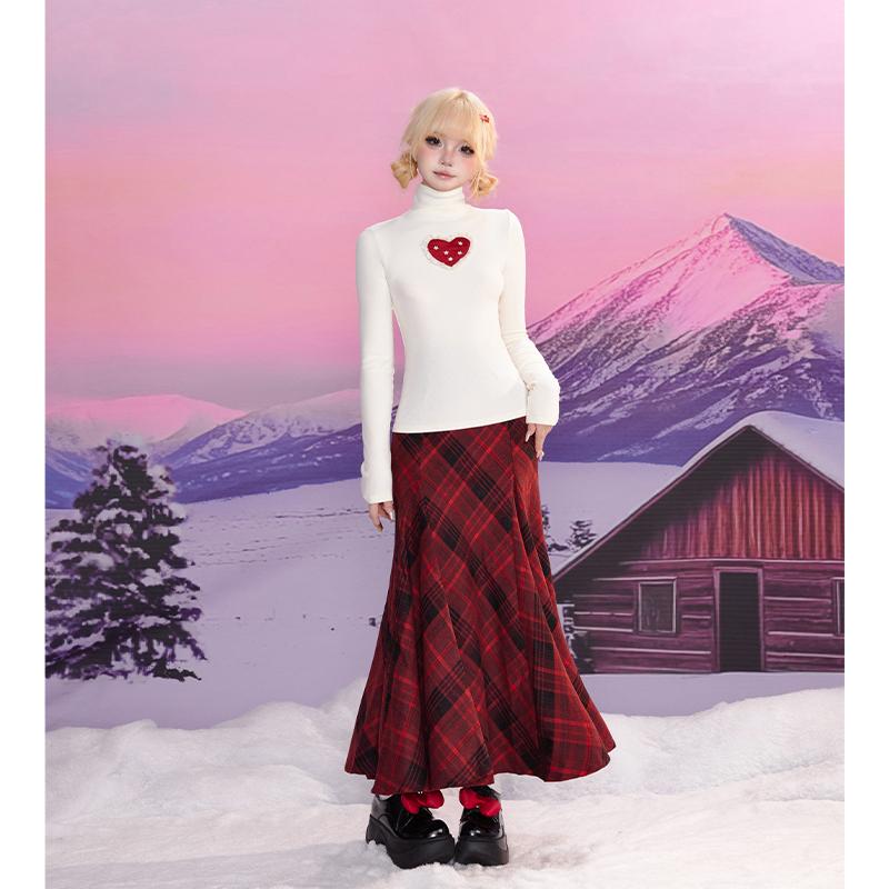 マーメイドスカート ロング 大人 レディース 普段使い お出かけ ハイウエスト スリムフィット Aライン レトロ おしゃれ チェック柄 赤 グレー...