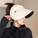 サンバイザー レディース 夏 ビニール つば広 日焼け防止 ポニーテール 屋外 日よけ 帽子 スポーツ 旅行 おしゃれ シンプル ベージュ 黒 モカ(4)