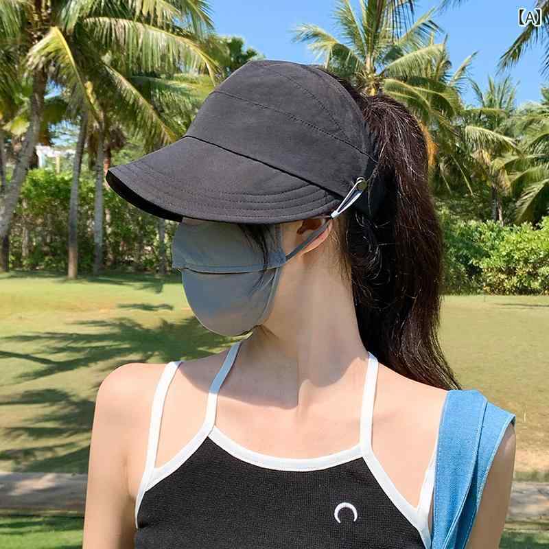 サンバイザー レディース 夏 日焼け防止 帽子 日よけ 紫外線 ポニーテール スポーツ ゴルフ 柔らかい 折りたたみ おしゃれ シンプル つば広 黒 ベージュ 緑