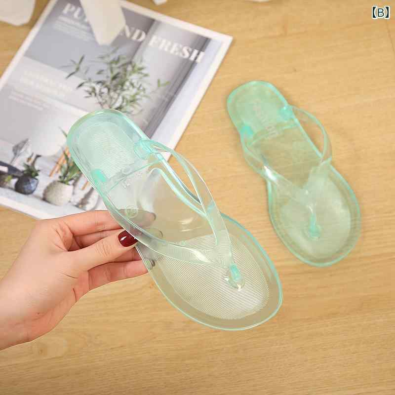 ビーチサンダル レディース ぺたんこ アウトドア スリッパ クリア 家庭用 涼しい ゴム 滑りにくい PVC シンプル カジュアル 白 緑 黒