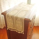 テーブルランナー おしゃれ かぎ針編み 薔薇 アメリカン カントリー風 タッセル フラッグ モダン シンプル メッシュ インテリア 棚 食卓カバー マット キッチン リビング 寝室 アイボリー