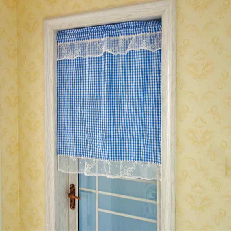 カフェ カーテン おしゃれ ギンガムチェック柄 布 レース ストレート ハーフサイズ レトロ シンプル 遮光 防塵 日除け 仕切り 小窓 リビング キッチン 新生活 インテリア 模様替え 赤 青