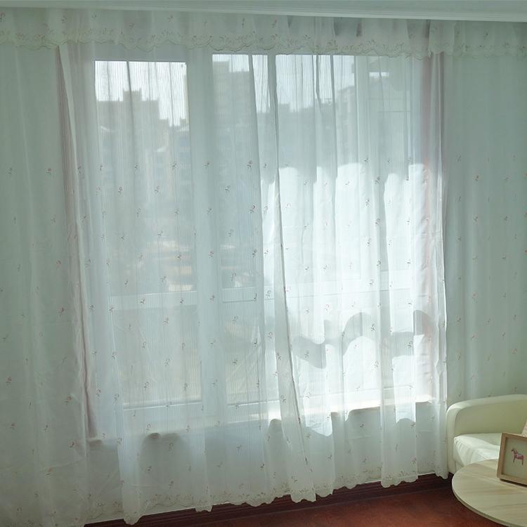 カーテン オシャレ ガーゼ 花柄 刺繍 モダン レトロ シンプル 遮光 防塵 日除け 仕切り バルコニー リビング キッチン 新生活 インテリア 模様替え 白