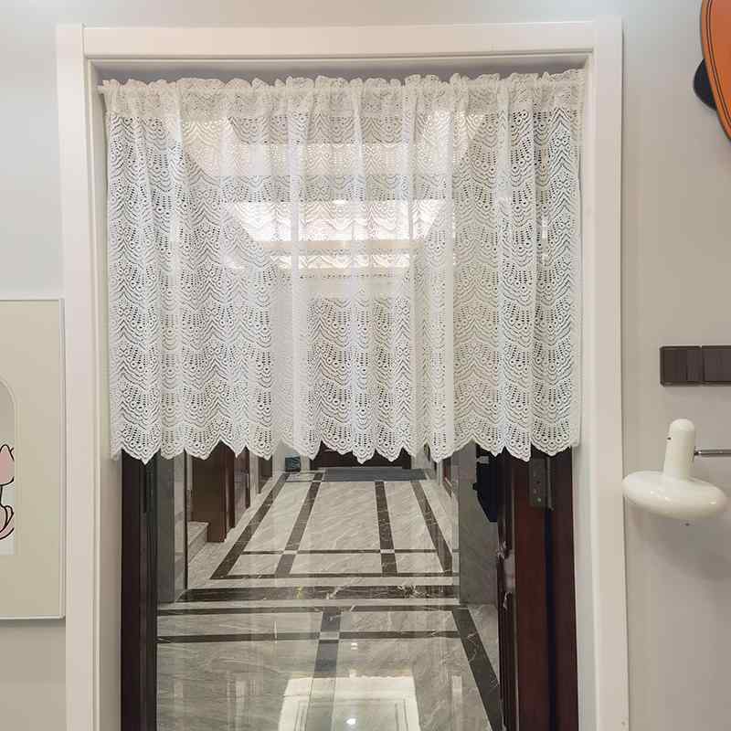 カフェ カーテン おしゃれ レース 棚隠し 仕切り 遮光 防塵 ハーフサイズ レトロ シンプル 洗濯機 キッチン 新生活 インテリア 模様替え 白