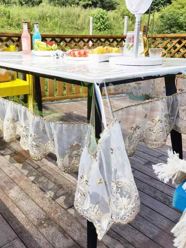 テーブルクロス おしゃれ 長方形 TPU 透明 レース 防水 防油 防塵 汚れ防止 キッチン ダイニング 食卓カバー レトロ エレガント インテリア 模様替え ベージュ 刺繍 花