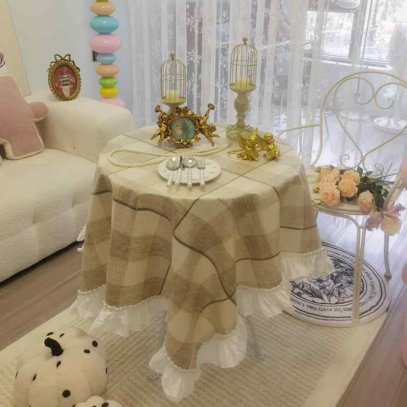 テーブルクロス おしゃれ TPU 防水 防油 お手入れ簡単 食卓カバー 防塵 傷防止 ダイニング キッチン チェック柄 フリル インテリア 新生活 模様替え グレー