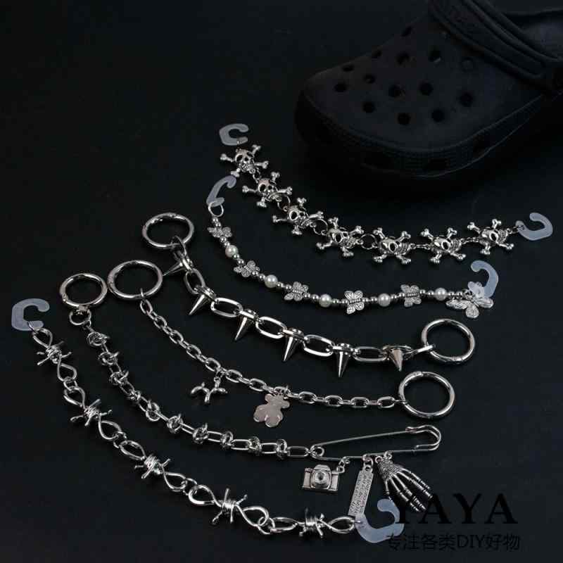 靴 に 付ける アクセサリー スニーカー DIY パンク スタイル シルバー ヒップホップ 合金 チェーン 取..