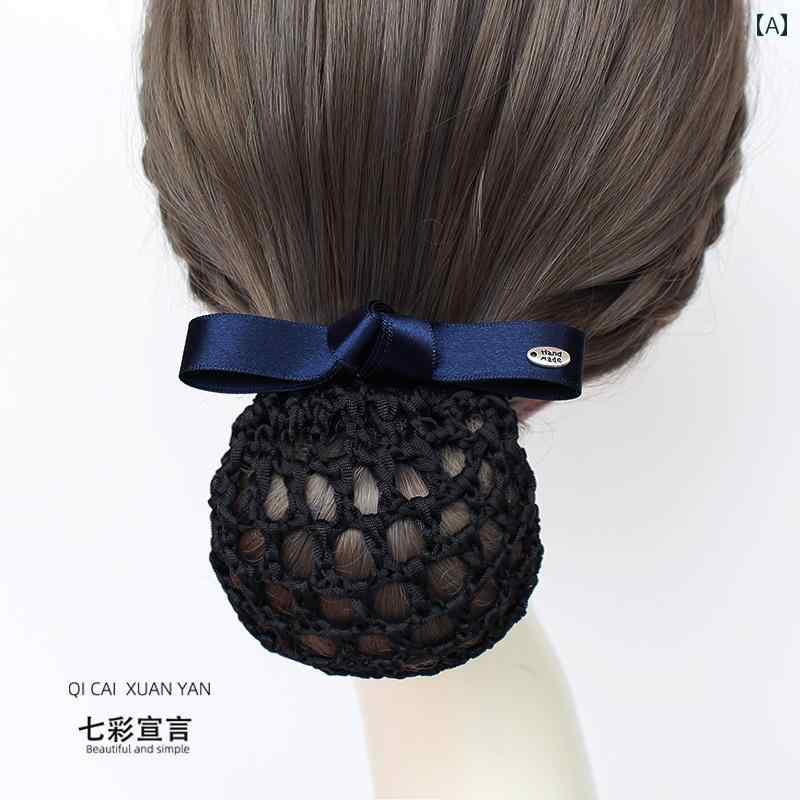 シニヨン ネット 可愛い CA ヘアアクセサリー ナース 小さめ リボン 細 銀行 ホテル シンプル 韓国 メッシュ ネイビー 黒 緑 エレガント