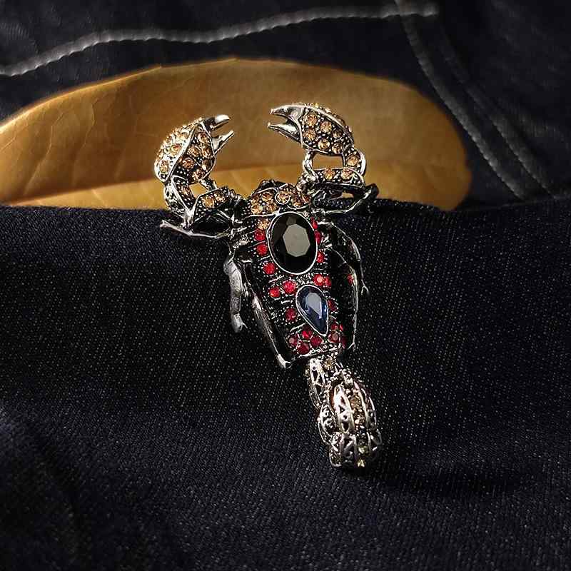 ラペルピン メンズ レディース スーツ ブローチ サソリ 合金 ラインストーン アクセサリー アンティーク調 カラフル おしゃれ プレゼント