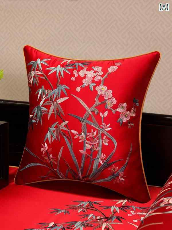 クッション ソファ おしゃれ カバー 中国風 リビング 寝室 ベッド 腰枕 大きめ 椅子 サテン お昼寝 柔..