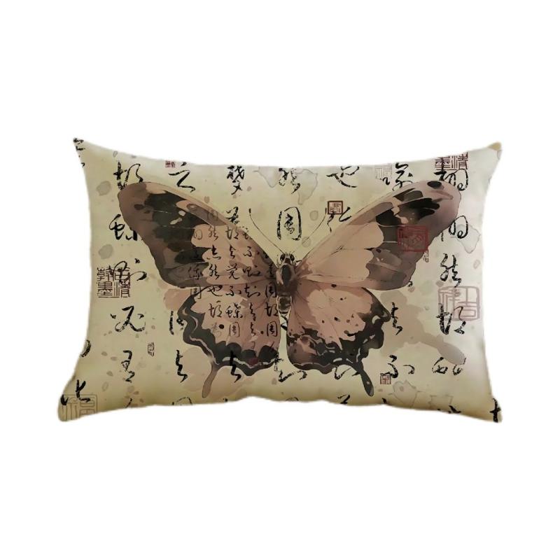 クッション ソファ おしゃれ カバー 中国風 リビング 寝室 ベッド 書道 腰枕 レトロ インテリア 装飾 ..