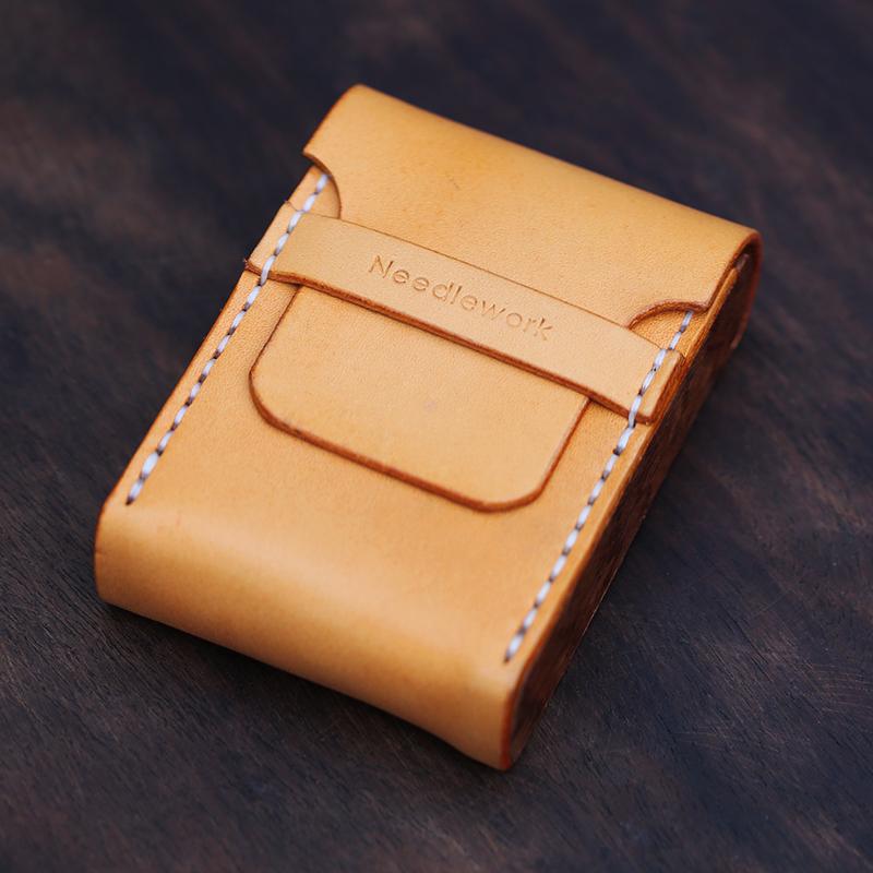 タバコケース メンズ 木製 サイド 革 ボックス ポータブル 薄型 おしゃれ レトロ 収納 紳士 シンプル ナチュラル ステッチ ギフト コンパクト