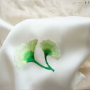 ハンカチ レディース ギフト 母の日 刺繍 汗拭き イチョウ メンズ レトロ カントリー チャイナ風 柔らかい 光沢 普段使い 旅行 白 緑 黄色