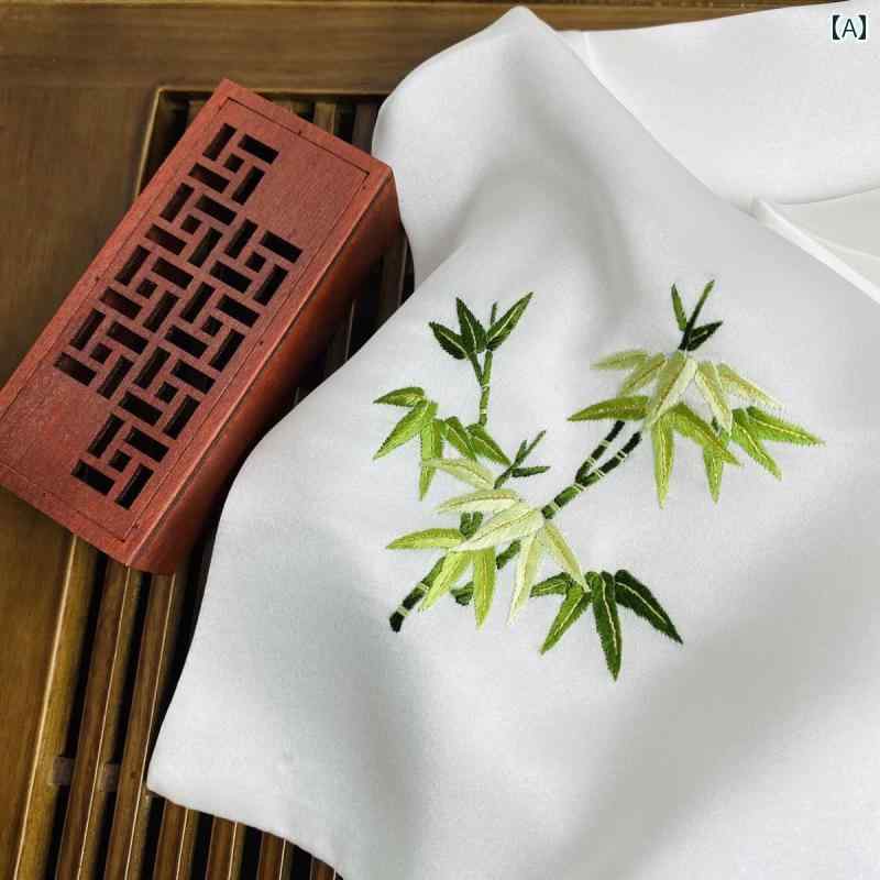 ハンカチ レディース ギフト 母の日 刺繍 汗拭き 鳥 桜 梅 蘭 チャイナ風 レトロ 漢服 正方形 普段使い ビジネス メンズ 柔らかい 光沢 白 シルバー ピンク