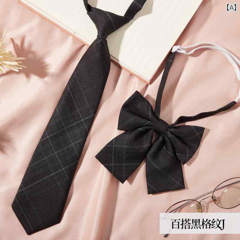 リボン タイ 制服 JK セット アクセサリー 蝶 コスプレ 撮影 小物 首 襟 韓国 おしゃれ チェック 柄 シャツ セーラー 伸縮性 差し込み 黒 グレー 赤