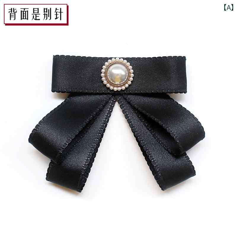 リボン タイ 制服 JK 小さめ 韓国 女の子 襟 ロリ シャツ 蝶 アクセサリー ゴシック パール 伸縮性 ピン 黒 キラキラ 光沢 コスプレ 撮影