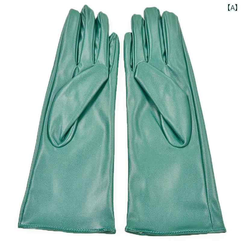 グローブ レディース ロング ショート 緑 光沢 手袋 パテントレザー PU エレガント パーティー パフォーマンス ステージ衣装 コスチューム おしゃれ