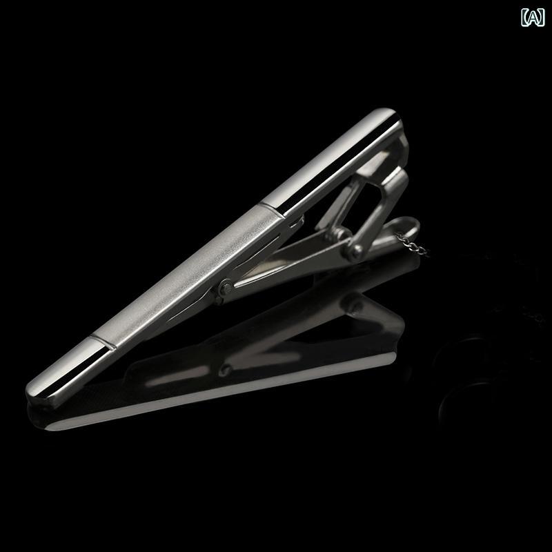 ネクタイピン メンズ シルバー 韓国 ビジネス フォーマル シンプル 結婚式 クリップ ボックス アクセサリー 父の日 旦那 かっこいい