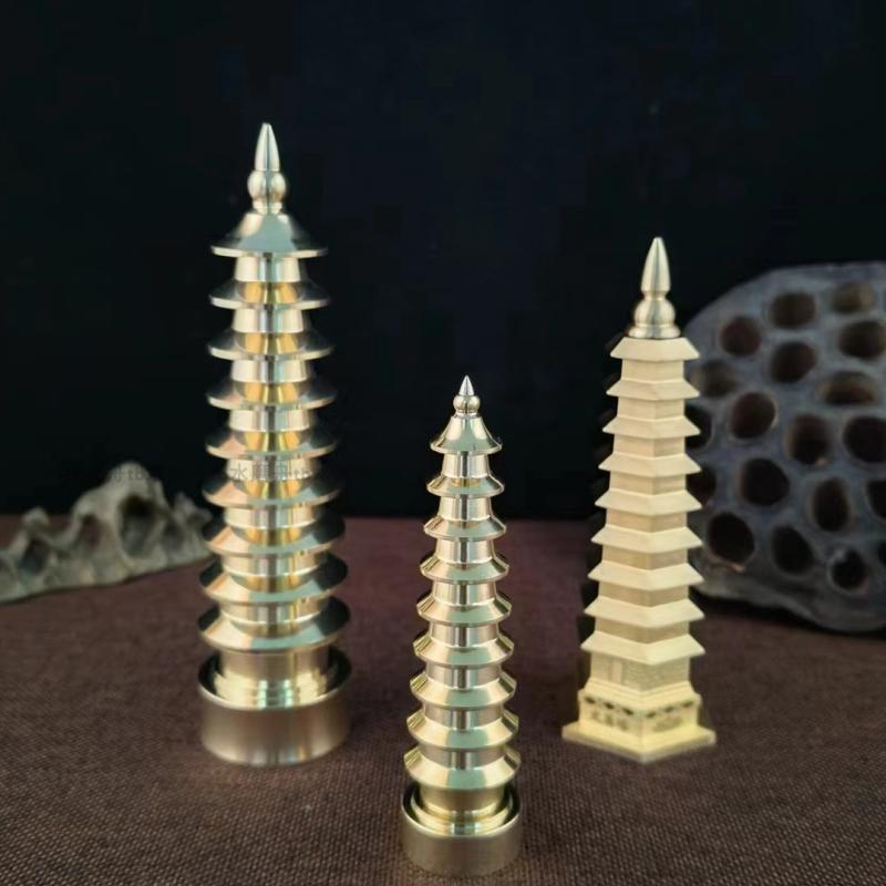 真鍮 置物 卓上 装飾品 文昌塔 九層タワー ペーパーホルダー 文房具 インテリア 卒業記念 小物 ミニギ..