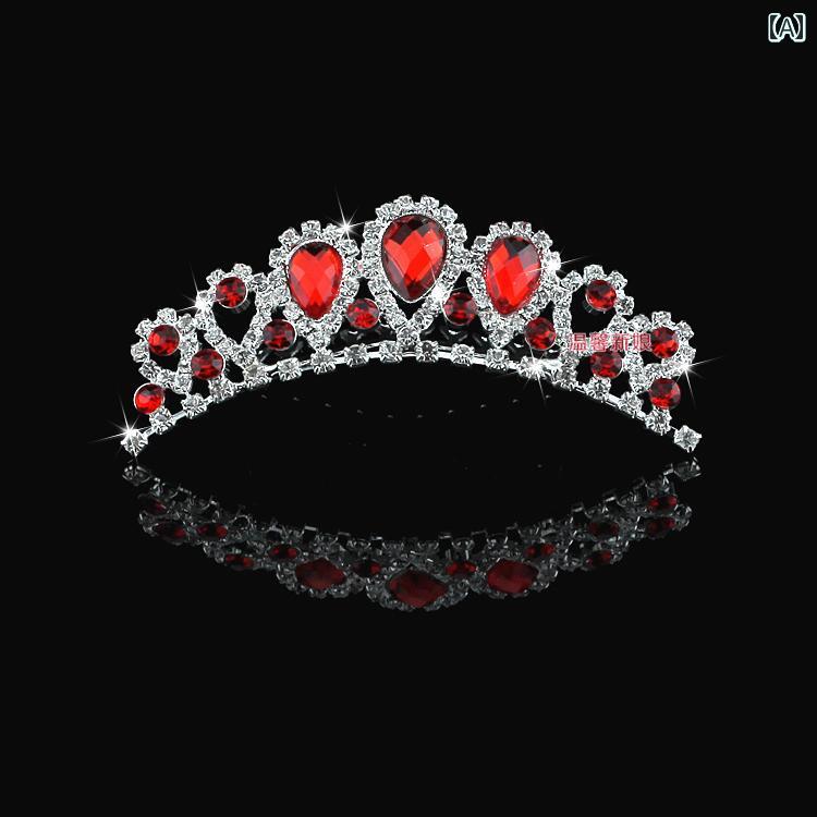 ウェディング アクセサリー 新婦 クラウン ティアラ コーム ストーン キラキラ 装飾品 小物 結婚式 発表会 舞台 おしゃれ 赤 青