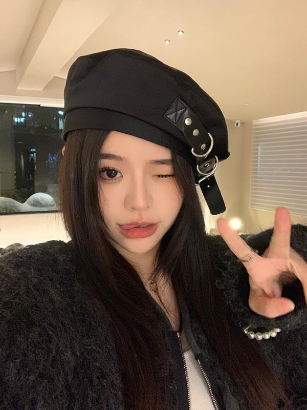 帽子 レディース ベレー帽 春 おしゃれ 女性 秋 金属 バックル 装飾 レトロ 画家 八角形 調節可能 パン..
