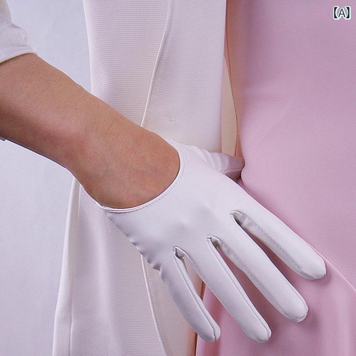 グローブ レディース 秋冬 パテントレザー ショート 大人 手袋 小物 シンプル レトロ おしゃれ 普段使い パーティー 衣装 コスチューム シルバー 赤 ピンク