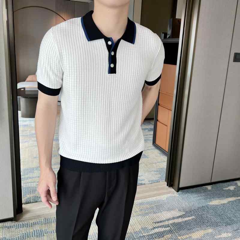 ポロシャツ 半袖 メンズ おしゃれ 春夏 ニット ワッフル ジャカード クレリック ひんやり 涼しい 快適 ..