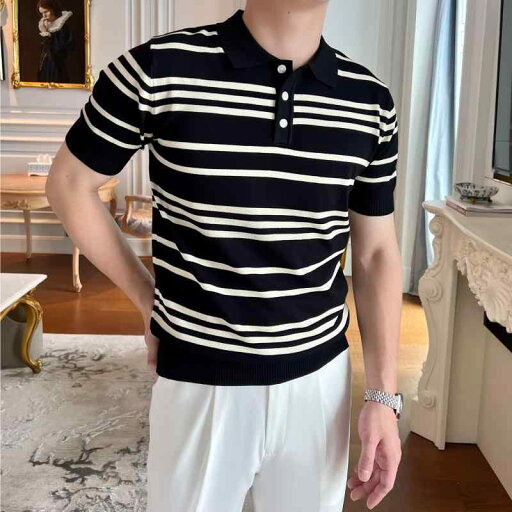 ポロシャツ 半袖 メンズ おしゃれ 春夏 ニット ジャカード 通気 スリム フィット 薄手 ソフト 変形しにくい ストレッチ クラシック カジュアル ストライプ 黒 白 茶色 大きいサイズ ポロシャツ 半袖 メンズ おしゃれ 春夏 ニット ジャカード 通気 スリム フィット 薄手 ソフト 変形しにくい ストレッチ クラシック カジュアル ストライプ 黒 白 茶色 大きいサイズ