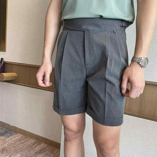 ハーフパンツ メンズ 膝上 春夏 ポリエステル ポケット バックル ツータック ハイウエスト ストレート スリム フィット カジュアル きれいめ シンプル 無地 グレー 黒 白 大きいサイズ ハーフパンツ メンズ 膝上 春夏 ポリエステル ポケット バックル ツータック ハイウエスト ストレート スリム フィット カジュアル きれいめ シンプル 無地 グレー 黒 白 大きいサイズ