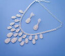 ウェディング アクセサリー 新婦 ブライズメイド ネックレス イヤリング ピアス 2点セット 合金 ラインストーン キラキラ 装飾品 結婚式 パーティー おしゃ...