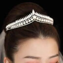 ウェディング アクセサリー 花嫁 プリンセス ティアラ 冠 ヘッドドレス 装飾品 合金 パール ラインストーン キラキラ 結婚式 パーティー 大きめ 韓国 おしゃれ ゴールド シルバー トープ|詳細画像
