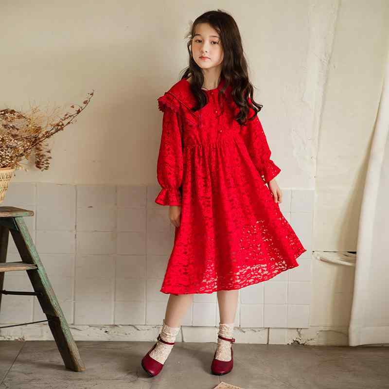 楽天フロントップ楽天市場店キッズ 女の子 ワンピース 春秋 レース 韓国 小さめ 赤 ピンク 綿 長袖 ポリウレタン 柔らかい シンプル おしゃれ おでかけ 誕生日 発表会