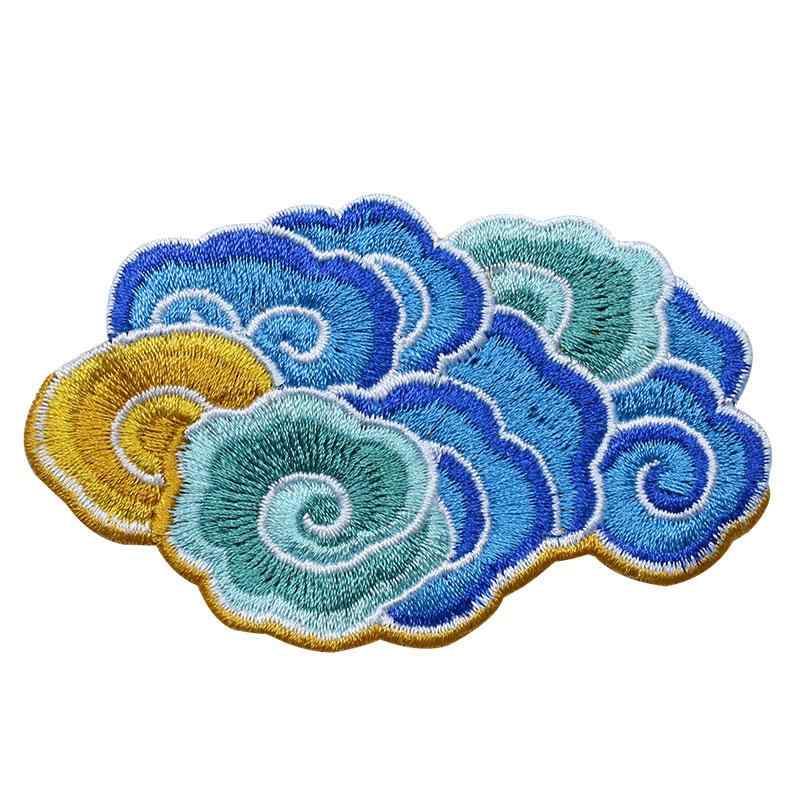 刺繡 ワッペン 靴 バッグ 衣類 チャイナ風 カラフル 縁起 良い 雲 布 DIY 装飾 手縫い 手芸 雑貨 おしゃれ 個性的 日用品