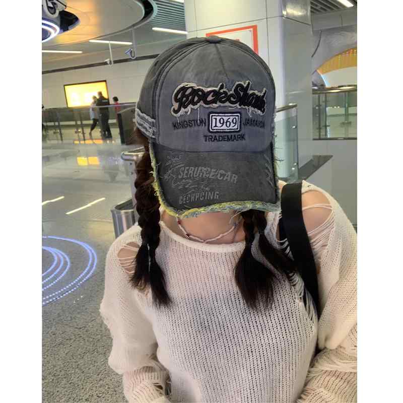 Cap - キャップ レディース おしゃれ 春夏 秋 レトロ 韓国 普段使い カジュアル 綿 つば広 グレー シンプル 旅行 調整可能 日除け