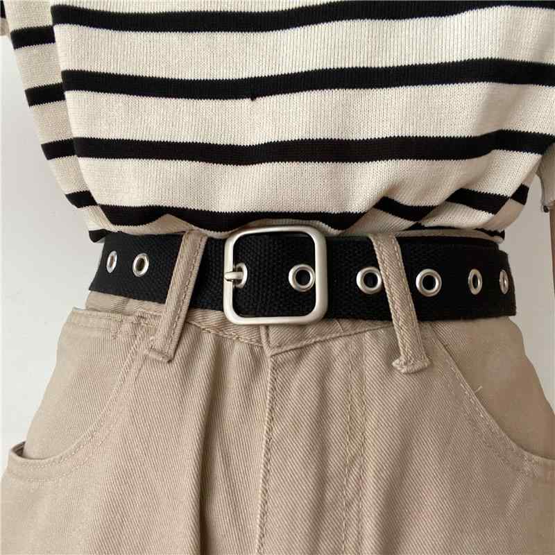 ベルト レディース メンズ 全穴 カジュアル キャンバス おしゃれ シンプル 調整可 装飾 小物 韓国 デニムパンツ