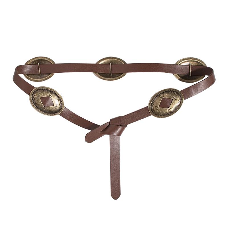 ベルト レディース ブラウン 細め 夏 ヴィンテージ風 レトロ おしゃれ カジュアル アメリカン ウエスト..