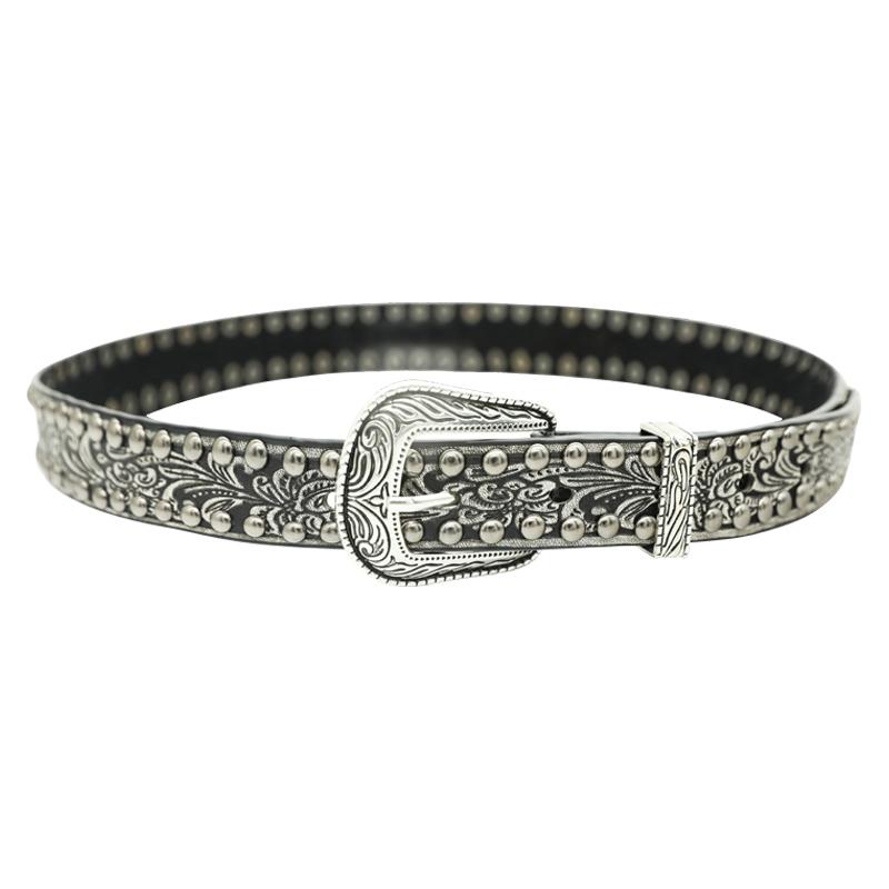 ベルト レディース ヴィンテージ風 y2k パンク 韓国 スタッズ 装飾 おしゃれ カジュアル 体型カバー アクセント デニムパンツ 合わせ