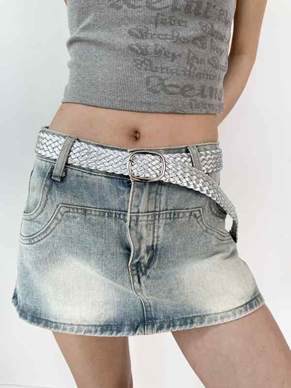 ベルト 編み込み シルバー 個性 韓国 シンプル おしゃれ カジュアル ジーンズ 合わせやすい(4)