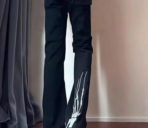 メンズ ズボン オシャレ 秋 ボトムス パンツ ロング ストレート ファスナー 刺繍 ポケット デニム 耐摩耗性 ヒップホップ 普段使い カ..