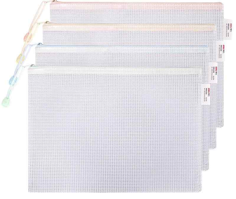 書類 整理 バッグ A4 科目 分類 収納 袋 ファスナー 透明 メッシュ 防水 PVC素材 学生 教科書 プリント..