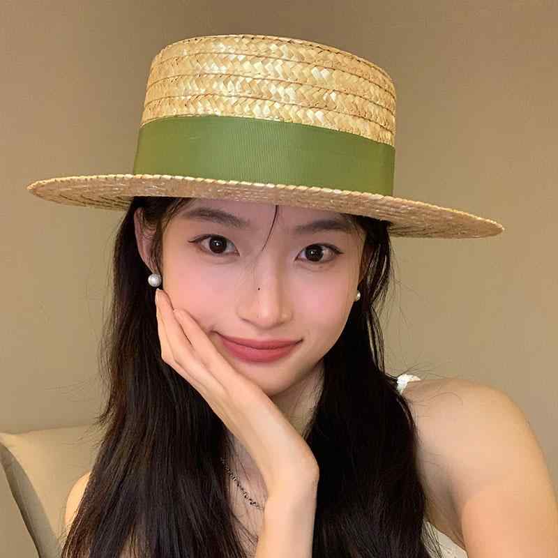 カンカン帽 レディース 麦わら 春夏 かわいい 日焼け防止 女性用 リボン 装飾 つば広 無地 シン